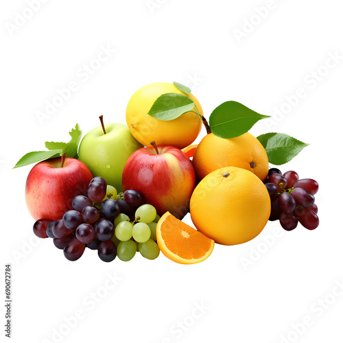 Many kinds of fruits on transparent background PNG. Healthy eating fruit concept.