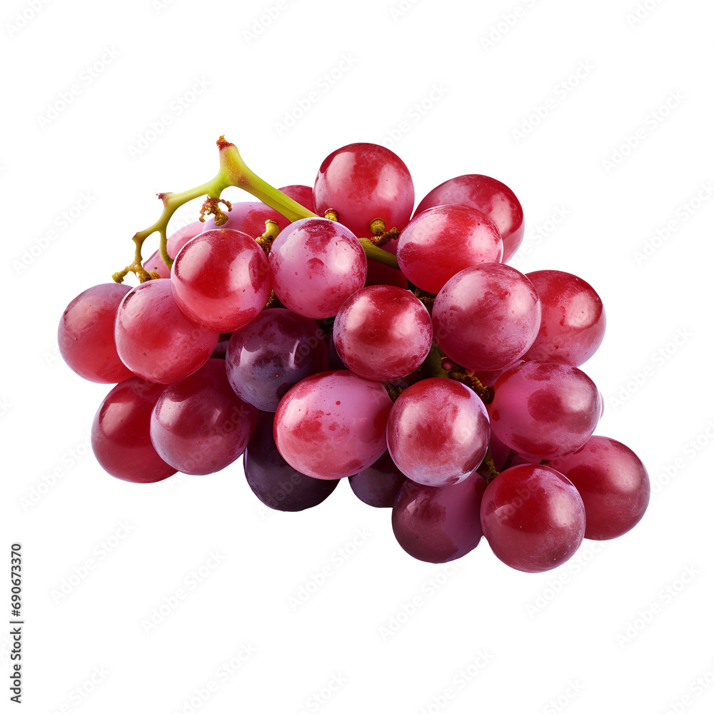 Appetizing red grapes on transparent background PNG. Healthy food concept.