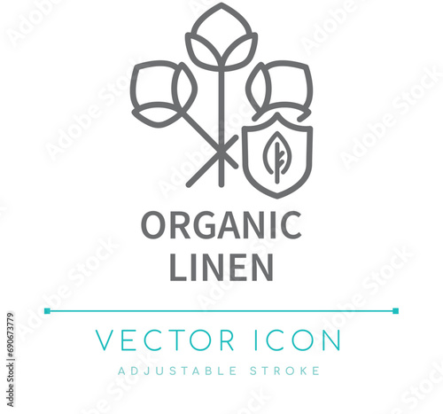 Organic Linen Fabric Textile Line Icon