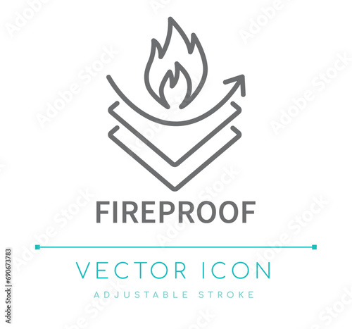 Fireproof Fabric Textile Line Icon