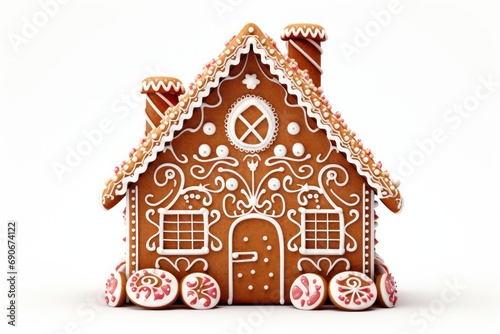 Gingerbread House isolated on white background © Celina