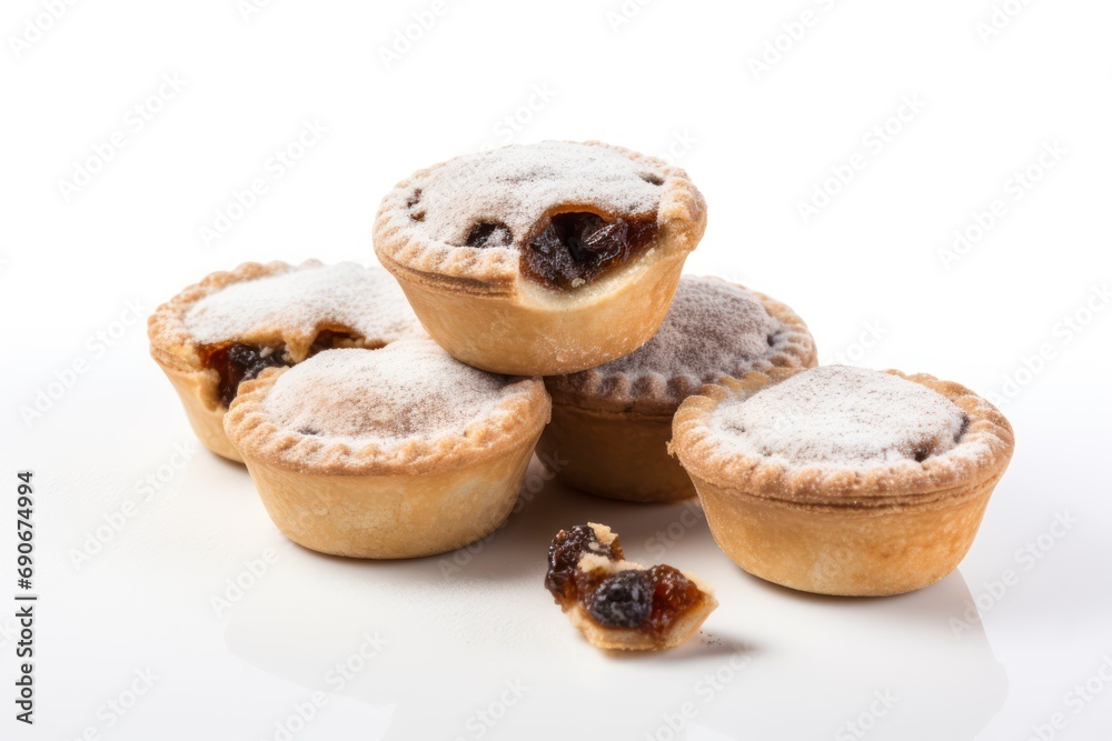 Fruit Mince Pies isolated on white background 