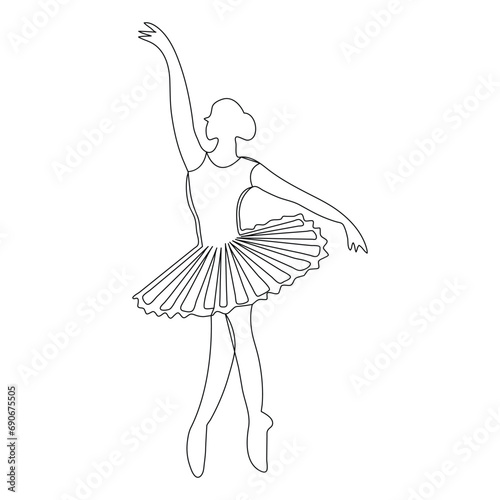 Ballet dance opera house illustration outline vector continuous single line drawing of graceful woman