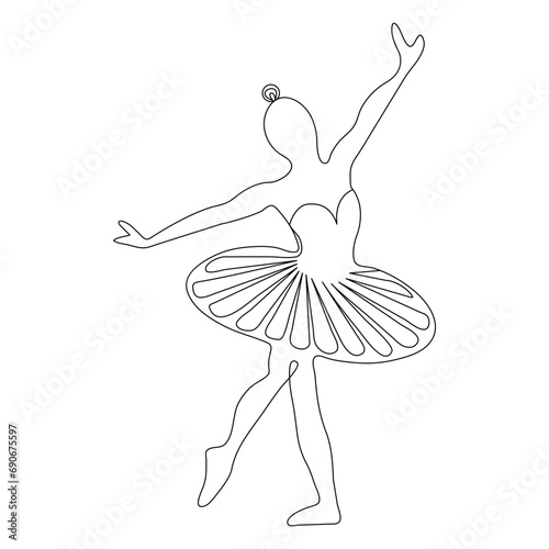 Ballet dance opera house illustration outline vector continuous single line drawing of graceful woman