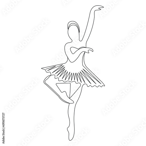 Ballet dance opera house illustration outline vector continuous single line drawing of graceful woman