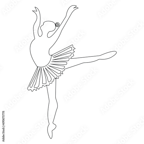Ballet dance opera house illustration outline vector continuous single line drawing of graceful woman