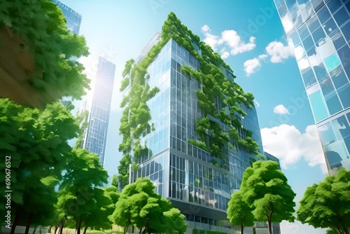 glass building covered with green plants photo