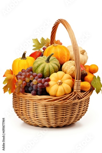 Harvest basket isolated on white background 