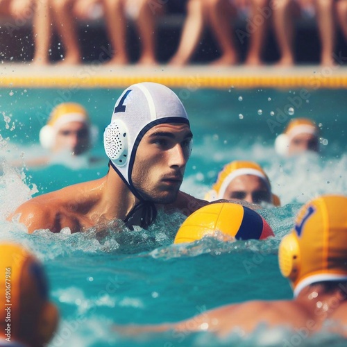 player in professional water polo game match photo