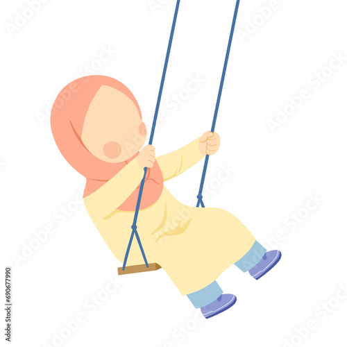 a girl playing on swings