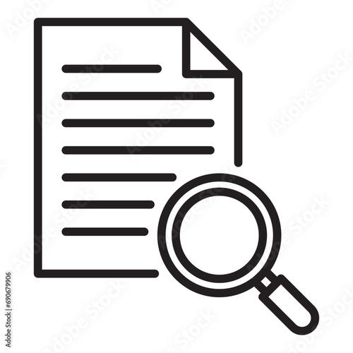 Magnifying glass search document line icon. © Boonsub