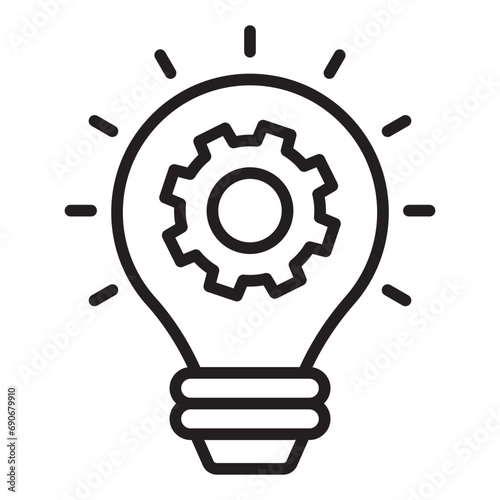 Light bulb and cog inside icon.