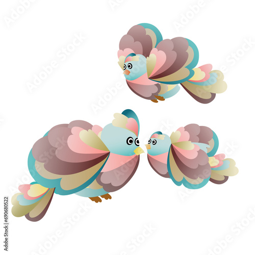 Valentine animal Fluffy Friends Colorful Birdies Feathery Trio Pastel Pals Happy Helpers