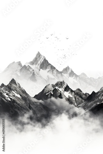 Mountains isolated on white background