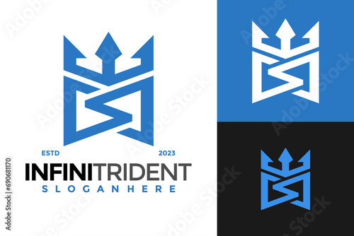 Letter S Infinity Trident Logo design vector symbol icon illustration
