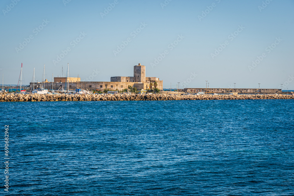 Naklejka premium View of Trapani Harbour, Sicily, Italy, Europe