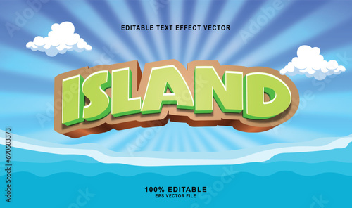 Island vector text effect. Editable text effect template. 3d letter typograph Editable Text Effect vector.
