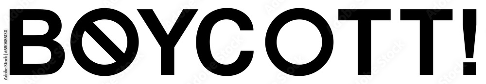 Visual Text Illustration of the Boycott, can use for sign, symbol, watermark, mark, sticker, banner, or graphic design element. Format PNG