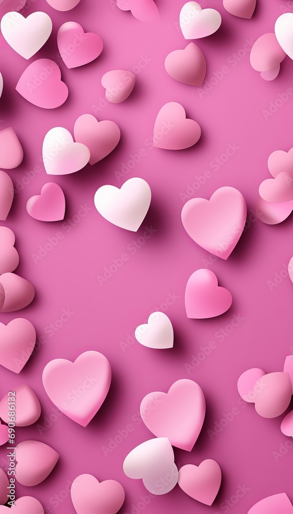 Elegant Vertical Pink Hearts Backdrop - Delicate Love-themed Image for Romantic Designs