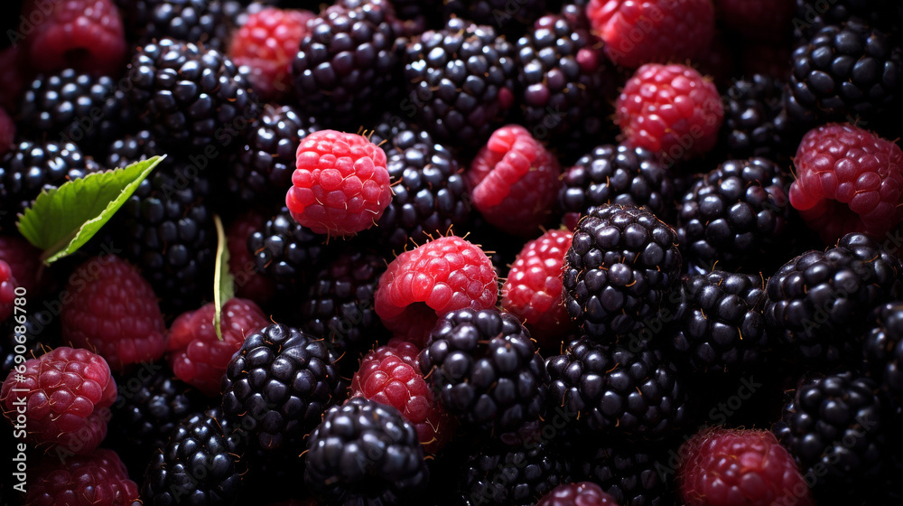 Fresh blackberries filling the entire frame created with Generative Ai Fresh blackberries filling the entire frame created with Generative Ai