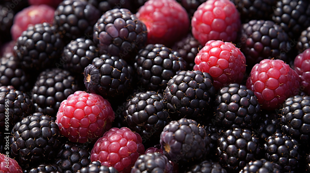 Fresh blackberries filling the entire frame created with Generative Ai