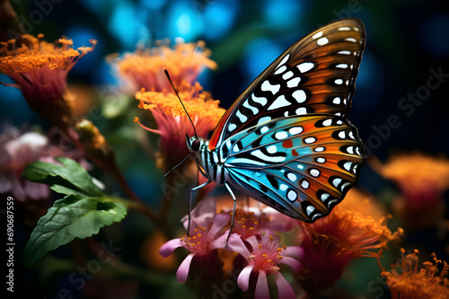 butterfly on flower - Ai generated