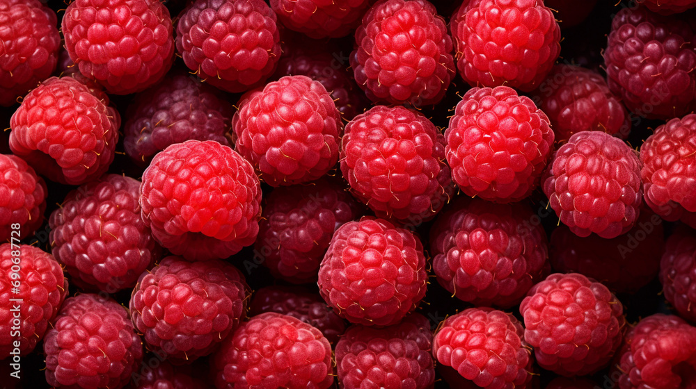 Fresh raspberries filling the entire frame, food background created with Generative Ai Fresh raspberries filling the entire frame, food background created with Generative Ai