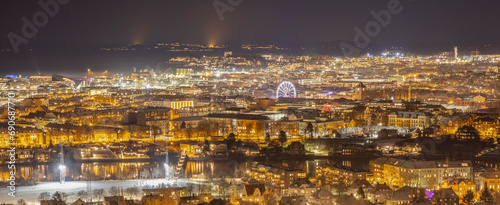 View of Trondheim city at night