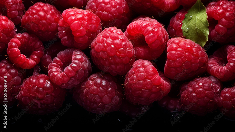 Fresh raspberries filling the entire frame, food background created with Generative Ai Fresh raspberries filling the entire frame, food background created with Generative Ai
