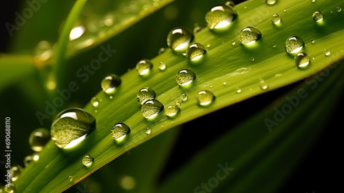 Exquisite drops of dew on the macroclies of the plant