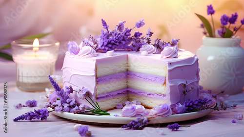 Lavender Dream cake with lavender aroma and light cream