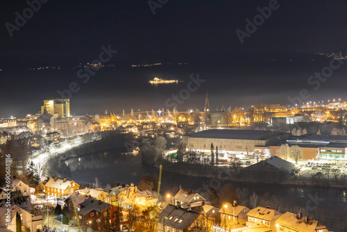 View of Trondheim city at night