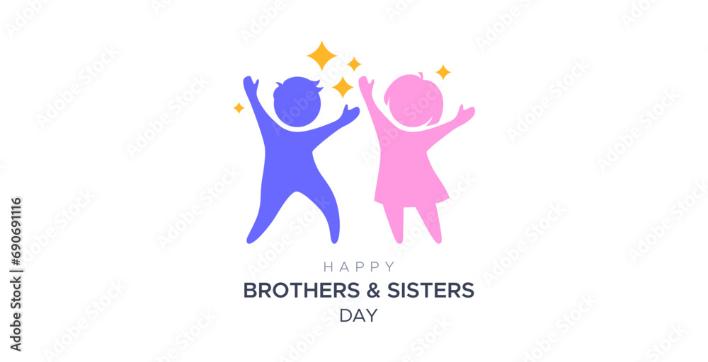 Design for celebration of brothers and sisters day, May 2nd. celebration of brothers and sisters day modern minimalist design. featuring silhouettes of boys and girls. silhouette of little boy Design for celebration of brothers and sisters day, May 2nd. celebration of brothers and sisters day modern minimalist design. featuring silhouettes of boys and girls. silhouette of little boy