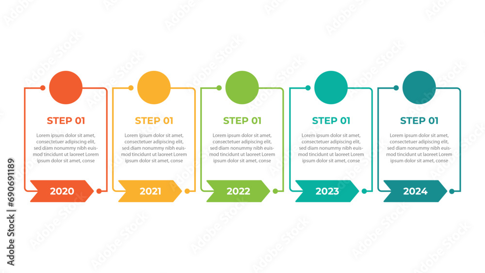 © TrendySlides - 5 Steps Timeline running concept infographic design template.Vector infographic process chart template.