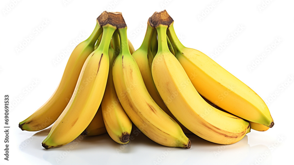 Bananas small bunch on white created with Generative Ai