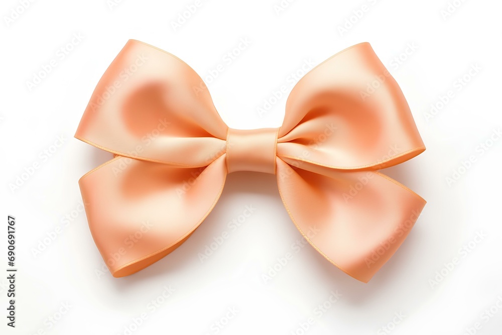 Silk bow color peach fuzz, isolated on a white background.