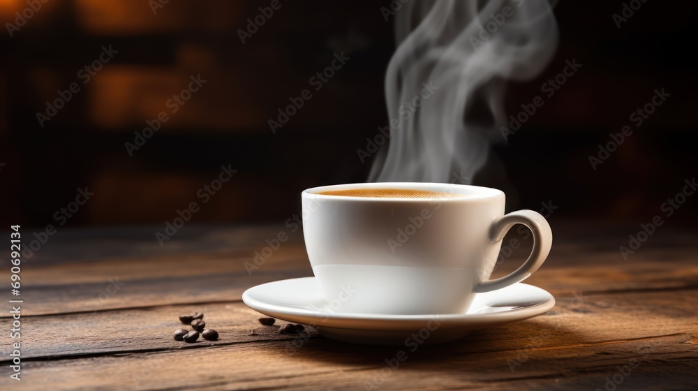 Fototapeta premium Vintage coffee cup on black background Copy space
