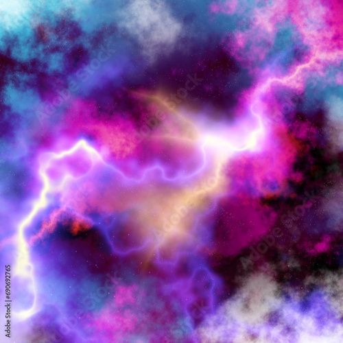 Nebula and galaxies in space. Abstract cosmos background © kastanka