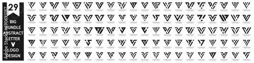 collection abstract letter V logo design. modern logotype V design with black color. vector illustration