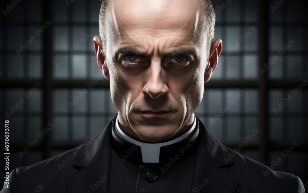 Fototapeta premium a priest possessed by the devil