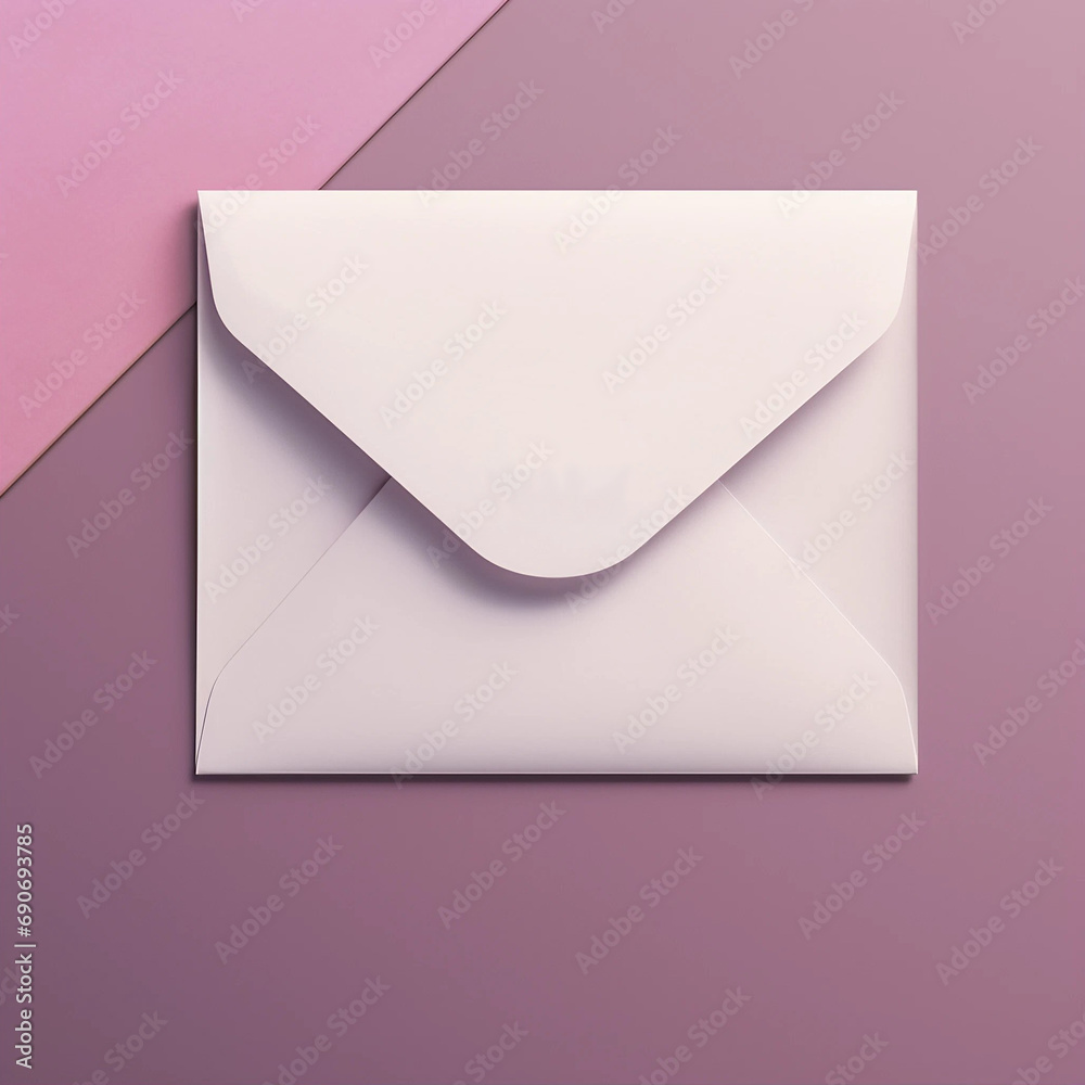 A White Envelope on a Pastel Pink and Purple Background A White Envelope on a Pastel Pink and Purple Background