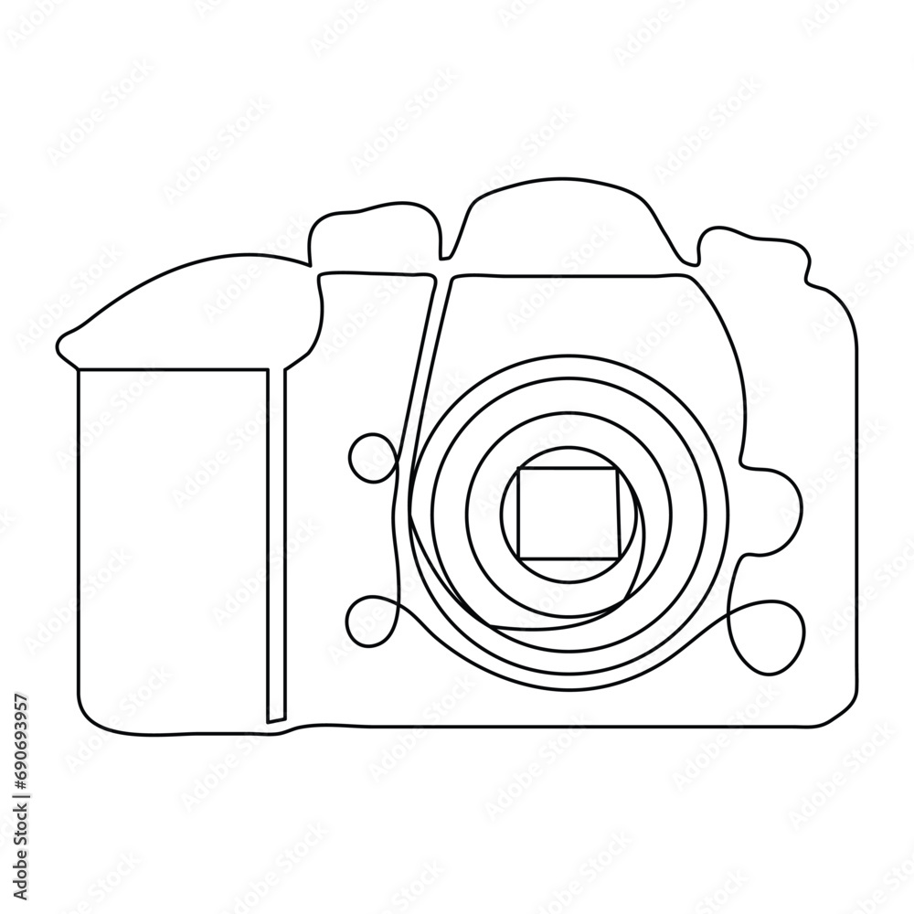 Continuous one line art drawing of camera sketch and outline vector ...
