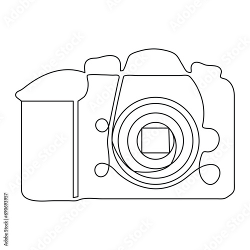 Continuous one line art drawing of camera sketch and outline vector illustration minimalism design