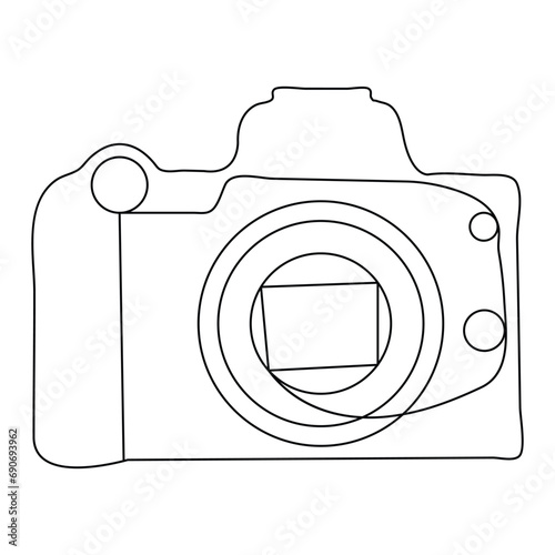 Continuous one line art drawing of camera sketch and outline vector illustration minimalism design