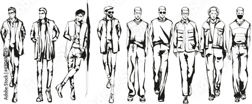 Fashion man set. Sketch of a fashion man