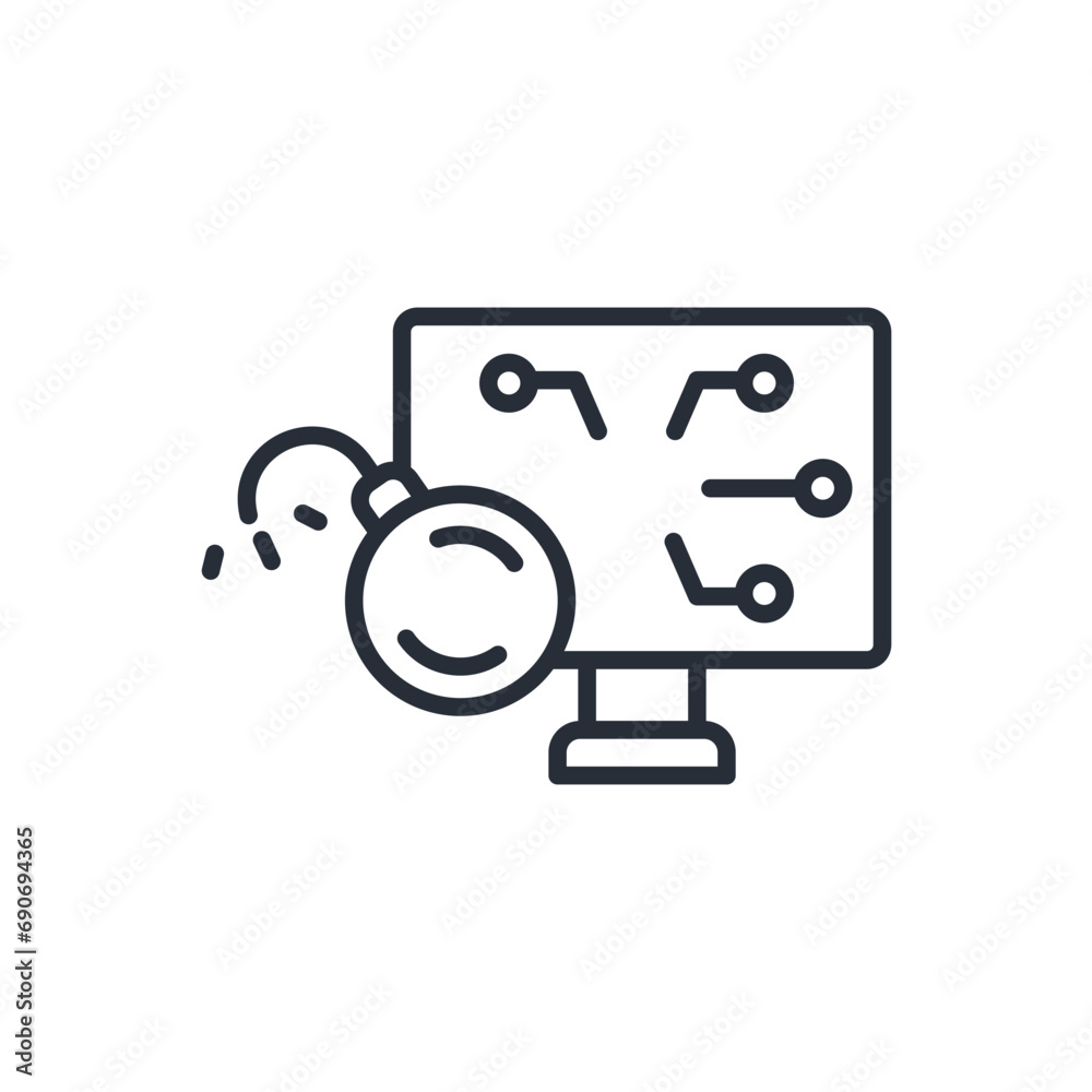 cyber attack icon. vector.Editable stroke.linear style sign for use web design,logo.Symbol illustration. cyber attack icon. vector.Editable stroke.linear style sign for use web design,logo.Symbol illustration.