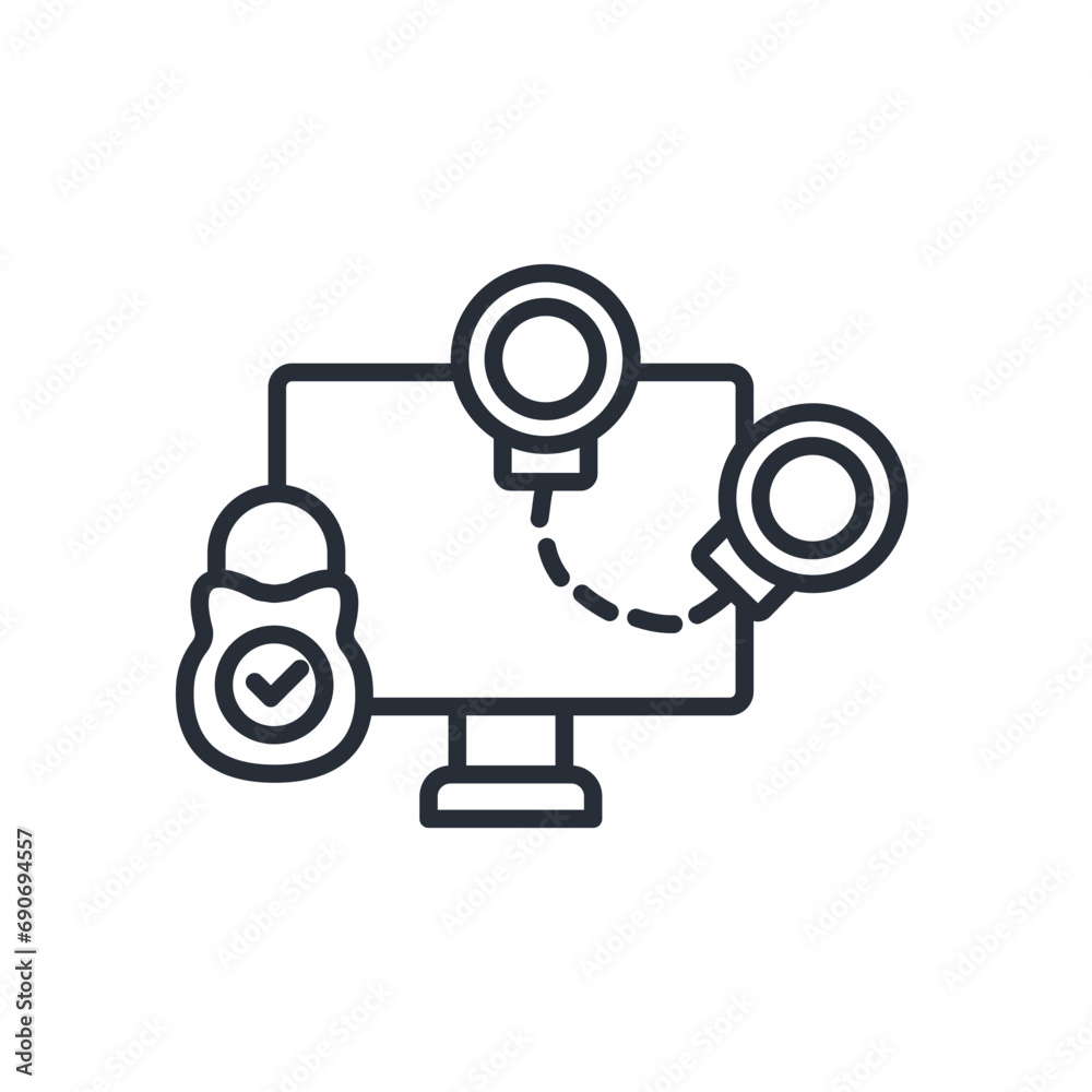 cyber crime icon. vector.Editable stroke.linear style sign for use web design,logo.Symbol illustration. cyber crime icon. vector.Editable stroke.linear style sign for use web design,logo.Symbol illustration.