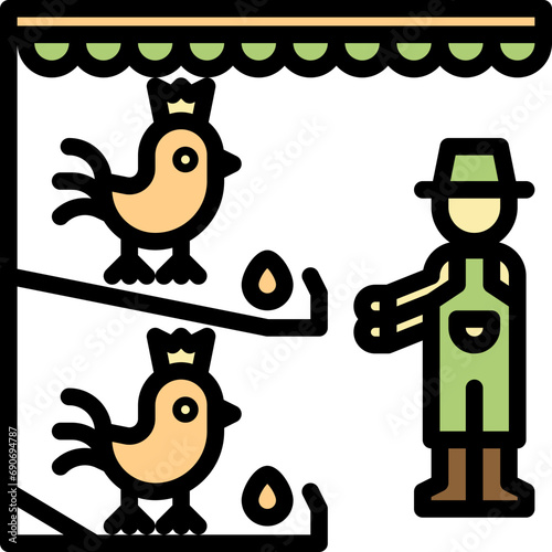 laying hen farm color style icons