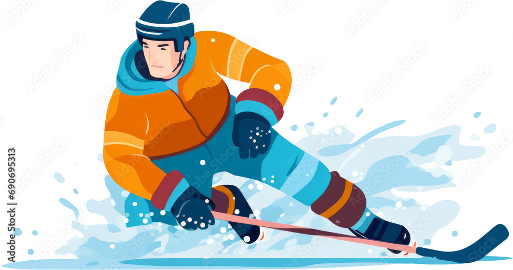 Obraz premium Ice hockey player in action, skating with intensity.