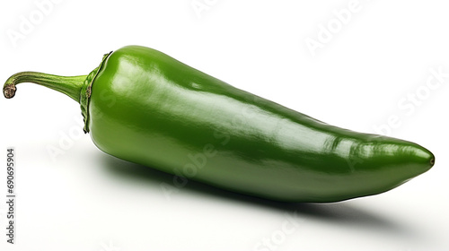 Green chili pepper jalapeno on white copy space created with Generative Ai